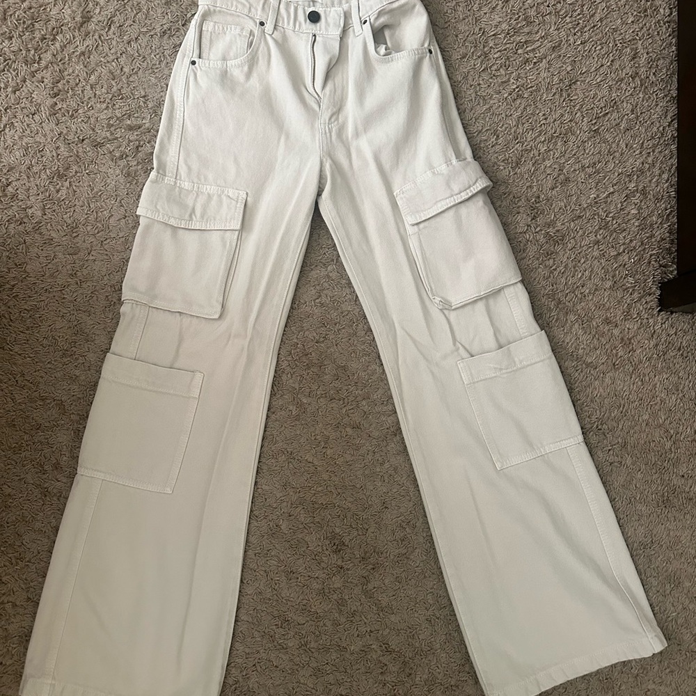 Cotton On Cream Cargo Wide Leg Jeans